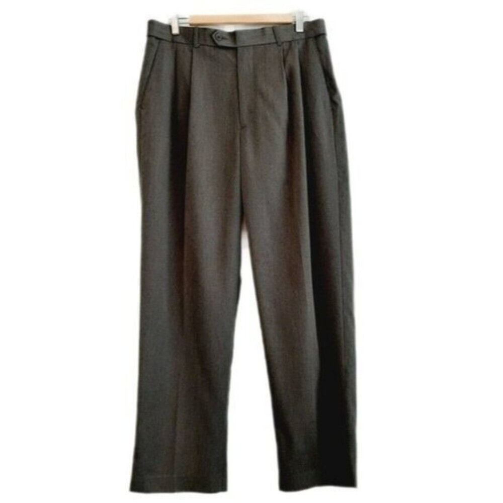DENVER HAYES / Stretch Dress Pants Pleated Front Grey Sz 34 x 30